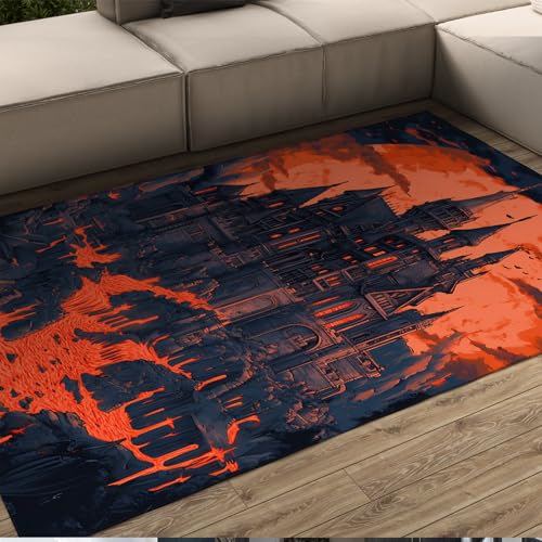 BYLEEHOMED Vintage Halloween Waschbarer Teppich Dunkel Academia Lava Schloss Rutschfester Kleiner Innenhaustür Teppich oder Eingang Küche Schlafzimmer 80x150cm BYLEEHOMED Vintage Halloween Waschbarer Teppich Dunkel Academia Lava Schloss Rutschfester Kleiner Innenhaustür Teppich oder Eingang Küche Schlafzimmer 80x150cm von BYLEEHOMED