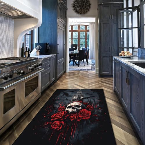 BYLEEHOMED Vintage Schloss Bereich Teppich Dunkel Academia Mittelalterliche Burg Rutschfester Teppich Fleckenbeständigkeit Indoor Gothic Weiche Haustür Dekor 180x270cm von BYLEEHOMED