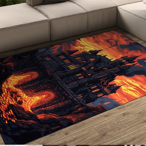 BYLEEHOMED Vintage-Teppiche für den Eingangsbereich Waschbar Chic Lava Castle Niederflorteppich mit Gummirückseite Weiche Haustür rutschfeste Nachttischdekoration 200x300cm BYLEEHOMED Vintage-Teppiche für den Eingangsbereich Waschbar Chic Lava Castle Niederflorteppich mit Gummirückseite Weiche Haustür rutschfeste Nachttischdekoration 200x300cm von BYLEEHOMED