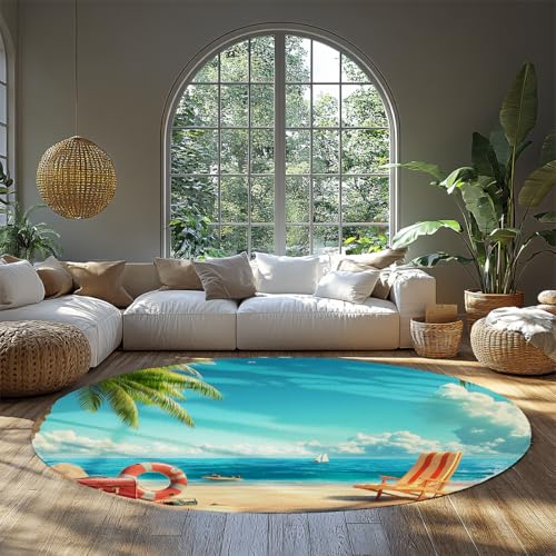 BYLEEHOMED Waschbarer Beachside Pool Circle Teppich 120 cm Sommer Urlaub Strand Rutschfester runder Teppich mit niedrigem Flor für den Eingangsbereich des Wohnzimmers BYLEEHOMED Waschbarer Beachside Pool Circle Teppich 120 cm Sommer Urlaub Strand Rutschfester runder Teppich mit niedrigem Flor für den Eingangsbereich des Wohnzimmers von BYLEEHOMED
