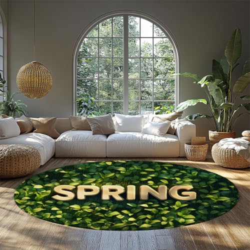 BYLEEHOMED Waschbarer runder Teppich 120 cm Frühling Pflanze Blätter Kreis Teppich Kurzflor rutschfeste Rückseite Innenfußmatten für Flur Büro Dekor BYLEEHOMED Waschbarer runder Teppich 120 cm Frühling Pflanze Blätter Kreis Teppich Kurzflor rutschfeste Rückseite Innenfußmatten für Flur Büro Dekor von BYLEEHOMED