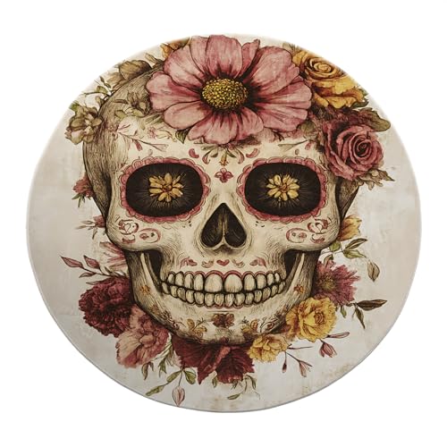 Spooky Horror Skull Teppich 120 cm Romantische Rose Blumen Halloween Küchenmatten Weiche Low-Profile Küchenteppiche für den Boden Eingangsdekoration Spooky Horror Skull Teppich 120 cm Romantische Rose Blumen Halloween Küchenmatten Weiche Low-Profile Küchenteppiche für den Boden Eingangsdekoration von BYLEEHOMED