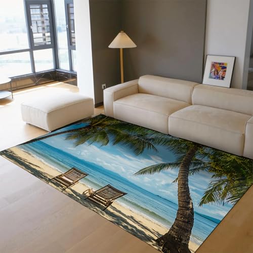 Strand Indoor Teppich 140x200cm Dekorative Küste Willkommen Teppich Matte Sommer Resort Stil Bereich Teppiche rutschfest Waschbar Schlafzimmer Küche Dekor von BYLEEHOMED