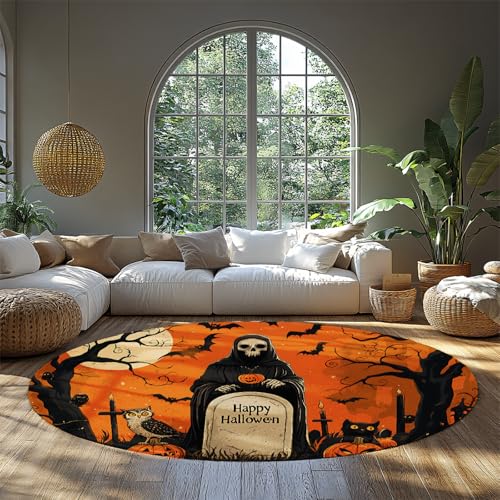Vintage Dunkelrot Halloween Rutschfester Teppich 210 cm Romantischer Rosenschädel mit Krone Home Decor Low-Profile Küchenteppiche für Bodendekoration von BYLEEHOMED