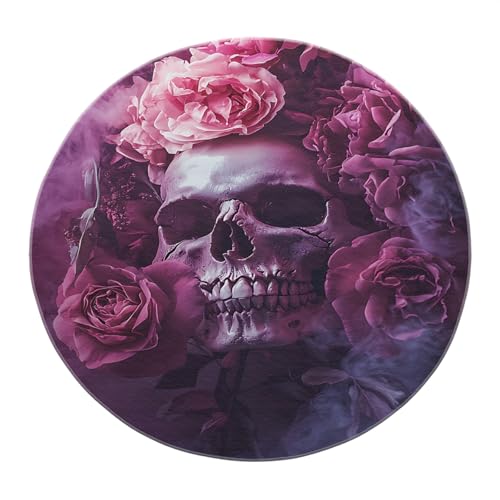 Vintage Halloween Küchenteppiche 120 cm Romantischer rosa Blumen- und Totenkopfteppich Rutschfester waschbarer Party-Bar-Dekor Herbst-Fußmatten Vintage Halloween Küchenteppiche 120 cm Romantischer rosa Blumen- und Totenkopfteppich Rutschfester waschbarer Party-Bar-Dekor Herbst-Fußmatten von BYLEEHOMED