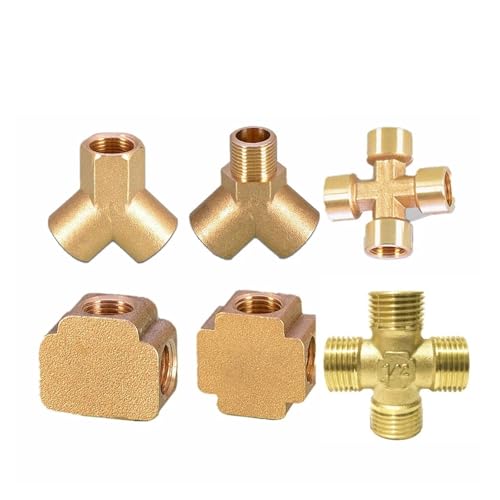 1 Stück 1/8 1/4 1/2 3/4 Innengewinde T-Stück/Kreuz/Vierkant-Typ Reduzierstück Kupfer Stoßgelenk-Adapter Kupplung Messingbeschläge (3L8 Y Typ T-Stück F-F) von BYLSAGWHT