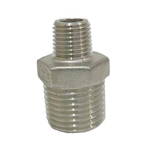 BYLSAGWHT 1/8" 1/4" 3/8" 1/2" 3/4" 1" 1-1/4" 1-1/2" BSP Male Thread 316 Stainless Steel Reducer Pipe Fitting Hex Nipple Connector(NO5) von BYLSAGWHT