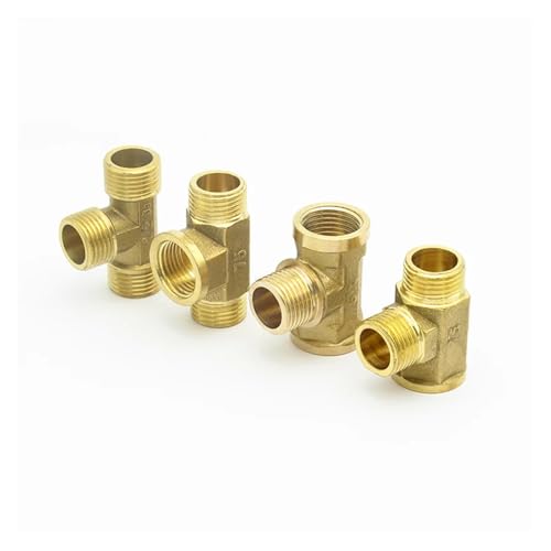 BYLSAGWHT 1/8" 1/4" 3/8" 1/2" BSP Female Male Thread 3 Way Brass Pipe Fitting Tee Type Adapter Coupler Connector for Water Fuel Gas (M-F-M,1/4") von BYLSAGWHT