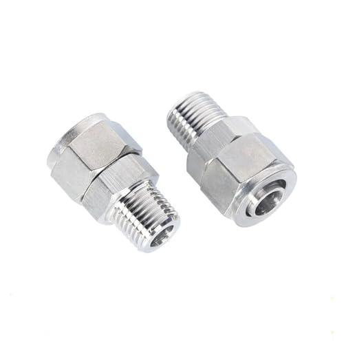 BYLSAGWHT 1/8" 1/4" 3/8" 1/2" BSPT Male Thread 304 Stainless Steel Quick Pipe Fitting Union Connector Adapter (12x8mm,3/8") von BYLSAGWHT