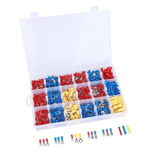 BYLSAGWHT 1200pcs Electrical Connectors, Insulated Crimp Terminals, Mixed Assorted Lug Kit Ring Fork Spade Butt Connector Set von BYLSAGWHT