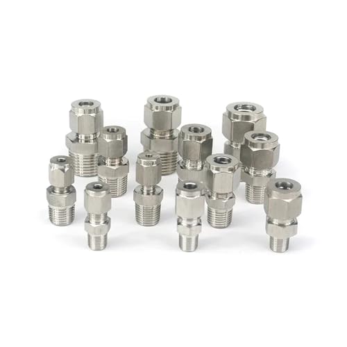 BYLSAGWHT 1PC 1/8" BSPT Male Fit 6mm OD Tube 304 Stainless Steel Double Ferrule Compression Union Fitting von BYLSAGWHT