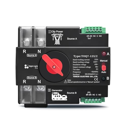 BYLSAGWHT 1pc Din Rail ATS L N 220V-230V 125A Dual Power Automatic Transfer Electrical Selector Switch Uninterrupted von BYLSAGWHT