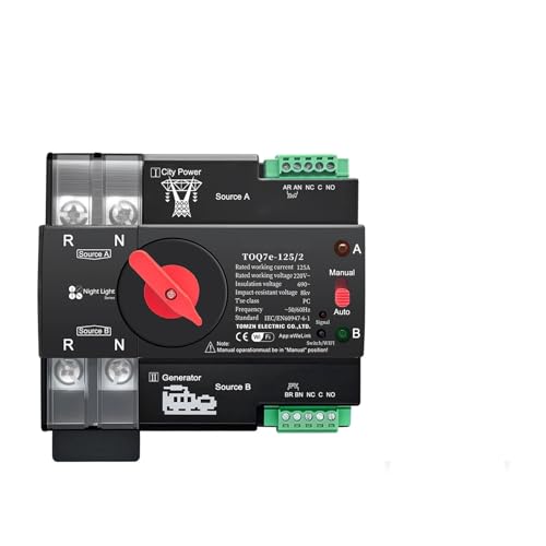 BYLSAGWHT 1pc Din Rail smart ATS Timer 230V Dual Power Automatic Transfer Electrical Selector Switch Uninterrupted ATS L N 100A von BYLSAGWHT
