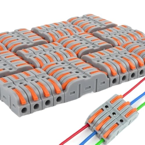 BYLSAGWHT 34/50 Stück Hebel-Drahtverbinder für schnelle Verbindung, 28–12 AWG, 1-zu-1-Inline-Drahtverbinder, kompakter Spleiß-Isolierter Terminal (50 Stück) von BYLSAGWHT