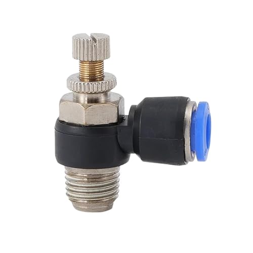 BYLSAGWHT 4mm 6mm 8mm 10mm 12mm M5 1/8" 1/4" 3/8" 1/2" BSP Male Throttle Ventil Pneumatic Air Pipe Fitting Speed Control Regulator Ventil (Blau, 8mm-BSP1I2) von BYLSAGWHT