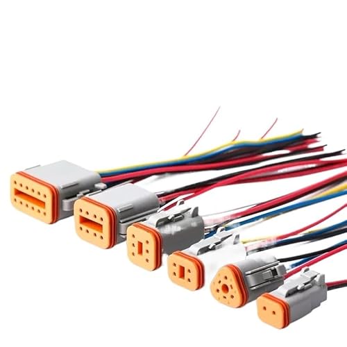 BYLSAGWHT 5 Sets wasserdichter Automobilstecker mit 15 cm Verkabelung DT06-2S/DT04-2P 3P 4P 6P 8P 12P Stecker Buchse für Automobile(6P(männlich)) von BYLSAGWHT