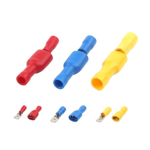 BYLSAGWHT 50 Stück FDD/MDD 6,3 mm Terminal rot blau gelb weiblich männlich Flachstecker isolierte elektrische Crimpklemmen Verdrahtungskabel (50 Stück rot) von BYLSAGWHT