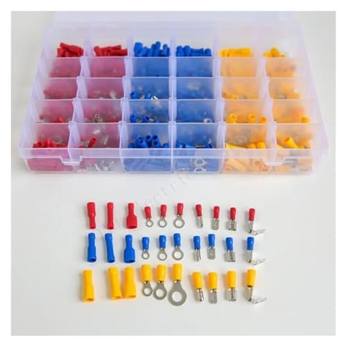 BYLSAGWHT 500PCS Cold Pressure Connection Terminal Red Blue Yellow Boxed Group Combine Assorted Wire Terminals Crimp BYLSAGWHT 500PCS Cold Pressure Connection Terminal Red Blue Yellow Boxed Group Combine Assorted Wire Terminals Crimp von BYLSAGWHT
