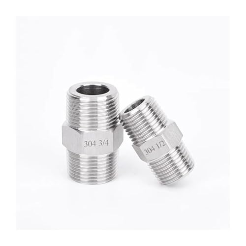 BYLSAGWHT BSPT BSPP NPT Male Thread 304 Stainless Steel Hex Nipple High Pressure Pipe Fitting Adapter Coupling(3I4,NPT Thread) von BYLSAGWHT