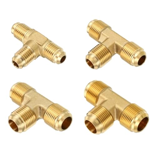 BYLSAGWHT Brass Air Conditioner Tee T Male 1/4 3/8 1/2 3/4 Flare SAE 45 Degree Fitting 3 Way (3I8 SAE) von BYLSAGWHT