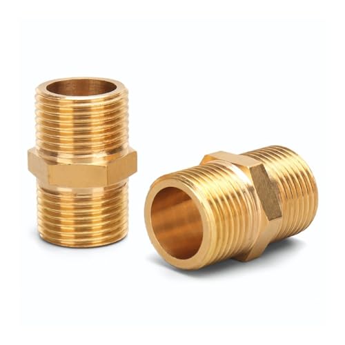 BYLSAGWHT Brass Pipe Hexagonal Connector Quick Connector 1/8 1/4 3/8 1/2 3/4 1 Male to Male Thread Water-Oil Pneumatic Connector(KDHG4-3) von BYLSAGWHT