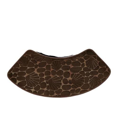 BYLYUIVN Badteppich Badezimmermatte, Gebogene Fußmatte, Muscheln und Kieselsteine, Teppich, Gebogene Badematte, rutschfeste, saugfähige Badezimmerboden-Toilettenmatte, Gebogene Duschmatte(Coffee) von BYLYUIVN