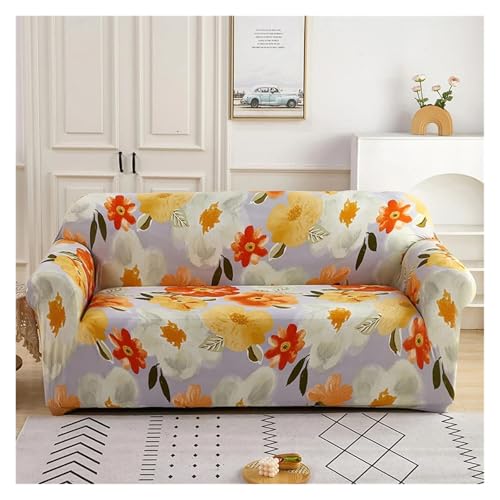 BYLYUIVN Sofa überzug Elastischer Sofabezug mit Blumenmuster for den Wohnzimmerstuhlbezug. Kaufen Sie Zwei Separate Bezüge for Ihr gesamtes L-förmiges Sofa.(12,3-Seater 190-230cm) von BYLYUIVN