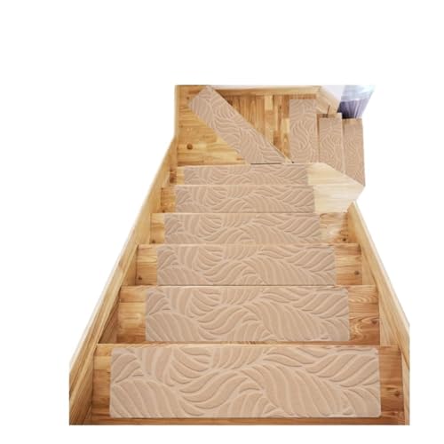 BYLYUIVN Treppenstufen Teppich 10 Stück Treppenstufen Anti-Rutsch-Matte 76x21cm Treppenteppichstufen Weicher Stoff Geräuschdichte Treppenmatten Maschinenwaschbar(Beige-10PCS) von BYLYUIVN