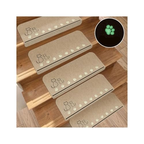 BYLYUIVN Treppenstufen Teppich 14-teilige Treppenstufenmatte, selbstklebend, Massivholz for den Heimgebrauch, rutschfeste Bodenmatte for Treppen und Fußmatte for den Heimgebrauch(Beige) von BYLYUIVN