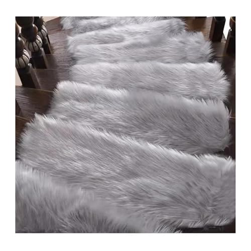 BYLYUIVN Treppenstufen Teppich 2PCS Treppenmatten for Holzmarmortreppenmattenteppich Nicht klebender Selbstklebender rotierender Stummteppich rechteckig(Grey,20x40cm) von BYLYUIVN