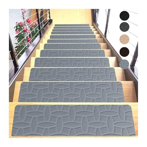 BYLYUIVN Treppenstufen Teppich 4 stücke Mode Selbst-Adhesive Treppen Matte rutschfeste Sicherheit Treppenstufe Teppich Matte Weiche Streifen Schutz Abdeckung Pads Wohnkultur(A01 Grey) von BYLYUIVN