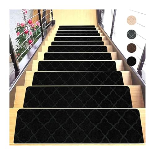 BYLYUIVN Treppenstufen Teppich 4 stücke Mode Selbst-Adhesive Treppen Matte rutschfeste Sicherheit Treppenstufe Teppich Matte Weiche Streifen Schutz Abdeckung Pads Wohnkultur(B Black) von BYLYUIVN