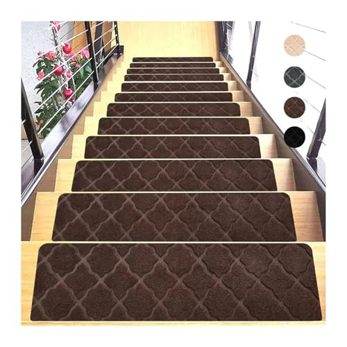 BYLYUIVN Treppenstufen Teppich 4 stücke Mode Selbst-Adhesive Treppen Matte rutschfeste Sicherheit Treppenstufe Teppich Matte Weiche Streifen Schutz Abdeckung Pads Wohnkultur(B Brown) von BYLYUIVN