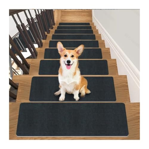 BYLYUIVN Treppenstufen Teppich 76 x 20 cm Treppenmatte, Selbstklebende Sicherheits-Treppenstufenmatte, weiche Streifen, rutschfeste Schutzabdeckung, Wohnkultur(Black) von BYLYUIVN