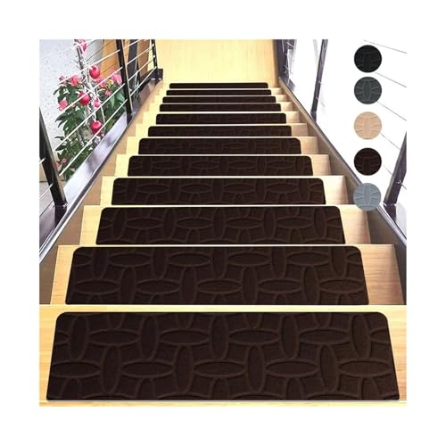 BYLYUIVN Treppenstufen Teppich Mode 76X20cm Treppenmatte rutschfeste Selbstklebende Treppenstufen-Teppichmatte Weiche Streifen-Sicherheits-Fußmatte Wohnkultur(A Brown) von BYLYUIVN