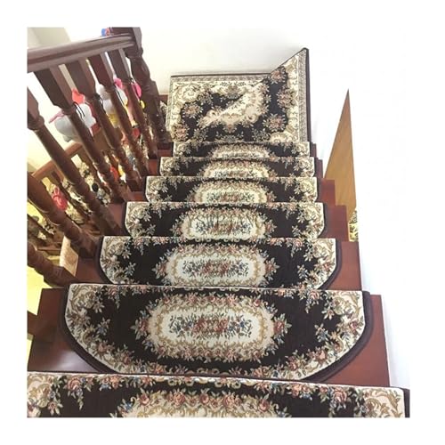BYLYUIVN Treppenstufen Teppich Treppenmatte Vollsilikon-Basisteppich Selbstklebende Anti-Rutsch-Innenzement-Massivholztreppen-Antikollisionsmatte(029brown,24CMx65CM) von BYLYUIVN