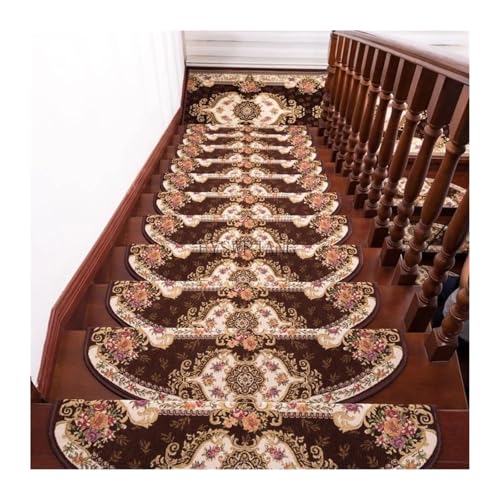 BYLYUIVN Treppenstufen Teppich Treppenmatte Vollsilikon-Basisteppich Selbstklebende Anti-Rutsch-Innenzement-Massivholztreppen-Antikollisionsmatte(165 Brown,26CMx80CM) von BYLYUIVN
