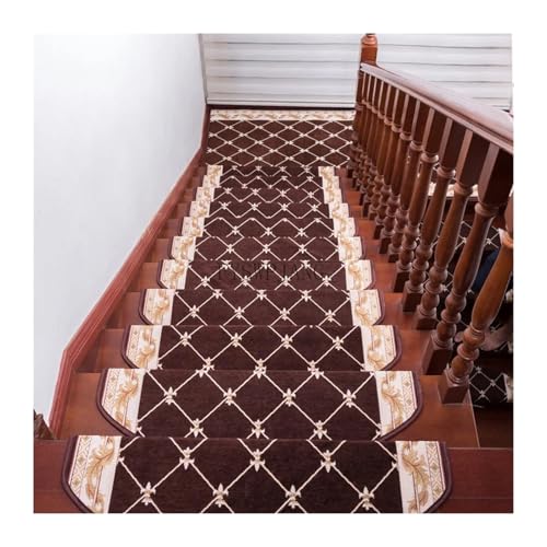 BYLYUIVN Treppenstufen Teppich Treppenmatte Vollsilikon-Basisteppich Selbstklebende Anti-Rutsch-Innenzement-Massivholztreppen-Antikollisionsmatte(222 Brown,24CMx80CM) von BYLYUIVN