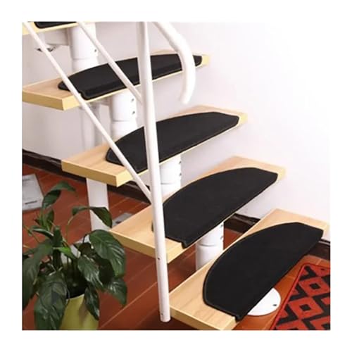 Treppenstufen Teppich 1/3/10 Stück Anti-Rutsch-Teppiche, selbstklebende Treppenmatte, Treppenstufen-Teppichmatten, Heimtextilien, Sicherheits-Stummschaltung, Bodenmatten, Innenteppich(Black,3 pcs) von BYLYUIVN