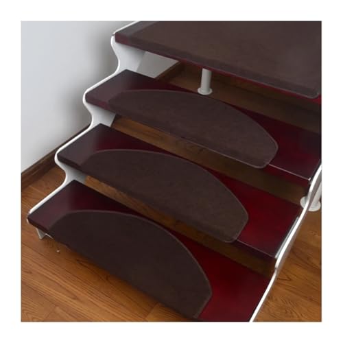Treppenstufen Teppich 15 STÜCKE 55x21 Treppenstufen-Teppichmatten Selbstklebende Treppenmatte Treppenmatte Anti-Rutsch-Teppiche Sicherheits-Stummschaltung Fußmatten Warme Innenunterlage(Brown) von BYLYUIVN