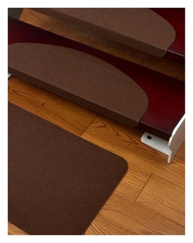 Treppenstufen Teppich 15 STÜCKE 55x21 Treppenstufen-Teppichmatten Selbstklebende Treppenmatte Treppenmatte Anti-Rutsch-Teppiche Sicherheits-Stummschaltung Fußmatten Warme Innenunterlage(Brown) von BYLYUIVN