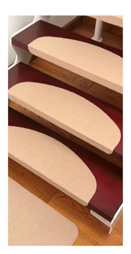 Treppenstufen Teppich 15 STÜCKE 55x21 Treppenstufen-Teppichmatten Selbstklebende Treppenmatte Treppenmatte Anti-Rutsch-Teppiche Sicherheits-Stummschaltung Fußmatten Warme Innenunterlage(Khaki) von BYLYUIVN