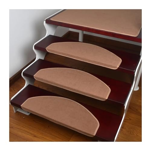 Treppenstufen Teppich 15 STÜCKE 55x21 Treppenstufen-Teppichmatten Selbstklebende Treppenmatte Treppenmatte Anti-Rutsch-Teppiche Sicherheits-Stummschaltung Fußmatten Warme Innenunterlage(Khaki) von BYLYUIVN