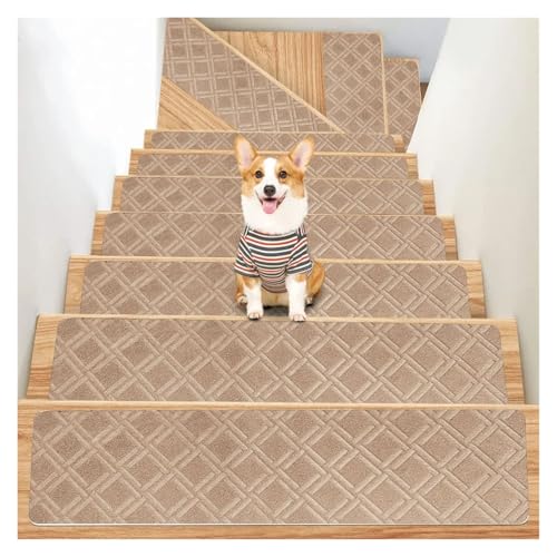 Treppenstufen Teppich 4 STÜCKE 76X20 cm Selbstklebende Treppenmatte rutschfeste Treppenstufen-Teppichmatte Weiche Streifen-Türmatte Schutzabdeckung Pads Wohnkultur(B Beige) von BYLYUIVN