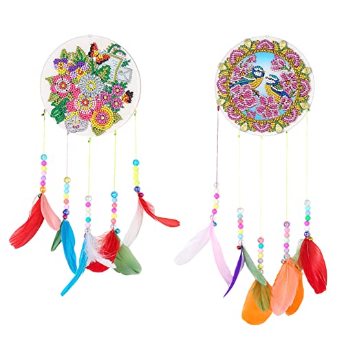 2 Stück Diamond Dreamcatcher, 5D Diamond Painting Traumfänger DIY Windspiele Diamant Malerei Hängende Diamant Painting Bilder Full Drill Traumfänger Sonnenfänger für Kinder Erwachsene Mädchen von BYNYXI