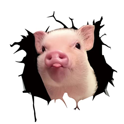 3D Schweinchen Aufkleber Auto, 4 Stück Riss Schwein Autofenster Aufkleber Lustige Realistische Tier Aufkleber Selbstklebende Wandtattoos Sticker für Autofenster Motorrad Laptops -30cmx30cm von BYNYXI