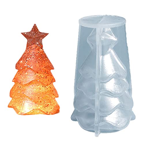 3D Weihnachtsbaum Silikonform, DIY Weihnachten Kerzenform Schneemann Weihnachtsbaum Backformen Silikon Fondant Kerzengießform Harz Figur Form Schokolade Kristall Epoxy Form für Handwerk Duftkerze von BYNYXI