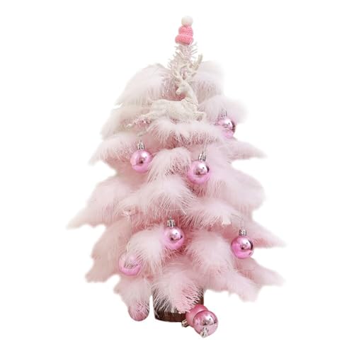 45cm Künstlicher Weihnachtsbaum mit Beleuchtung, Mini Weihnachtsbaum mit Feder Baum Weihnachtsschmuck Tisch Weihnachtsbaum Klein Beleuchtet Adventskranz Deko für Weihnachten Festival Party Geschenk von BYNYXI