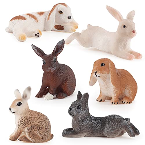 BYNYXI 6 Stück Mini Hase Dekofigur, Lebensechtes Kaninchen Miniatur Osterhase Deko Figur Tierfigur PVC Ostern Deko Kaninchen Blumentopf Ornament für Ostern Desktop Mikrolandschaft Puppenhaus Deko von BYNYXI