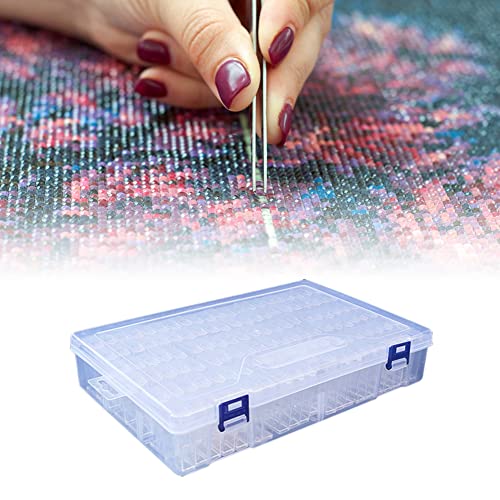 80 Fächer Diamant Stickerei Box, Diamond Painting Aufbewahrungsbox Transparente Kunststoff Sortierbox mit 128PCS aufklebern Diamant Painting zubehör Boxen für Diamantmalerei DIY Nägel, Strass, Perlen von BYNYXI